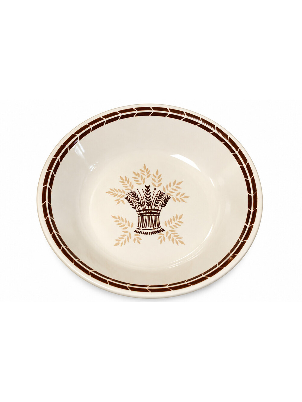 Vintage Royal China Wheat 11.75" Serving Bowl Sebring Ohio Brown Tan USA